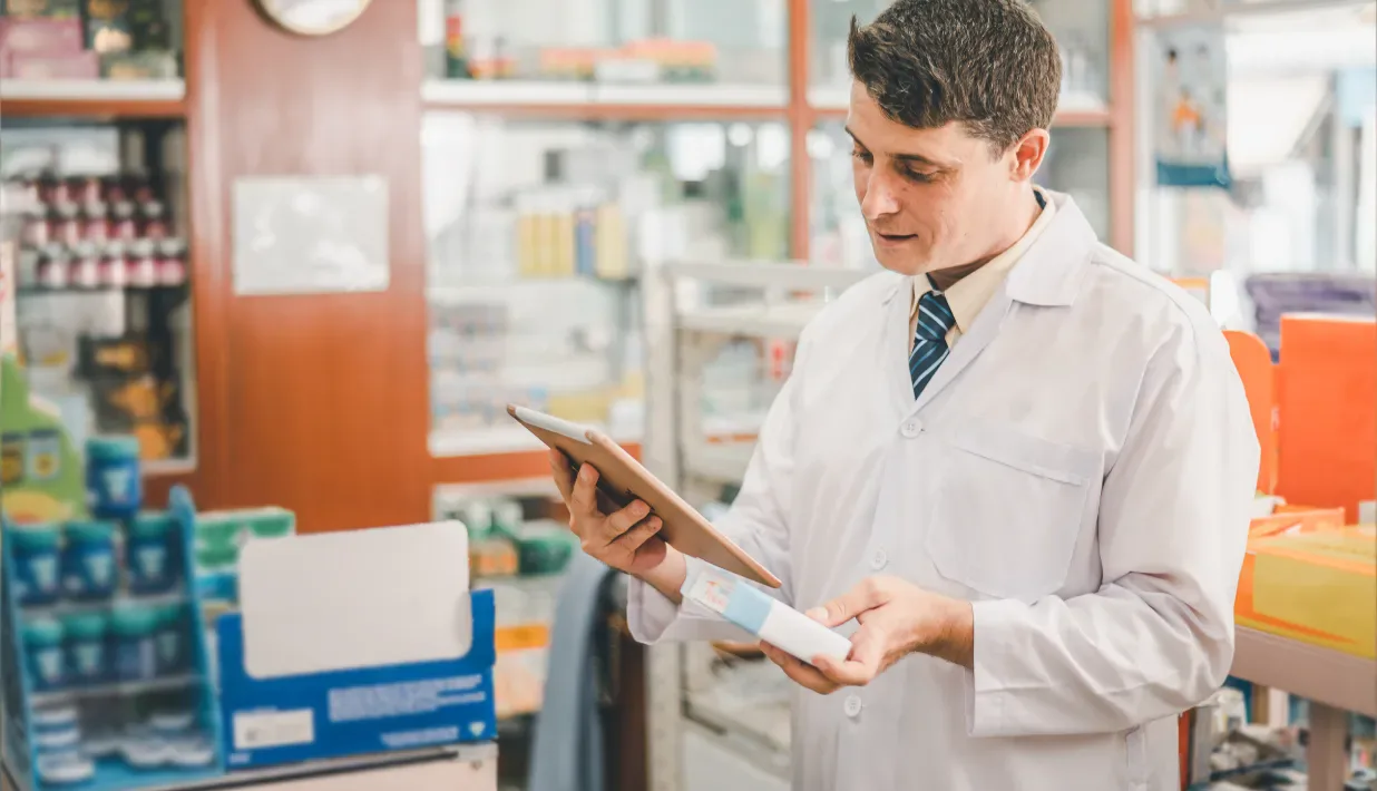 Healthcare supply inventory arranged beside a storage area