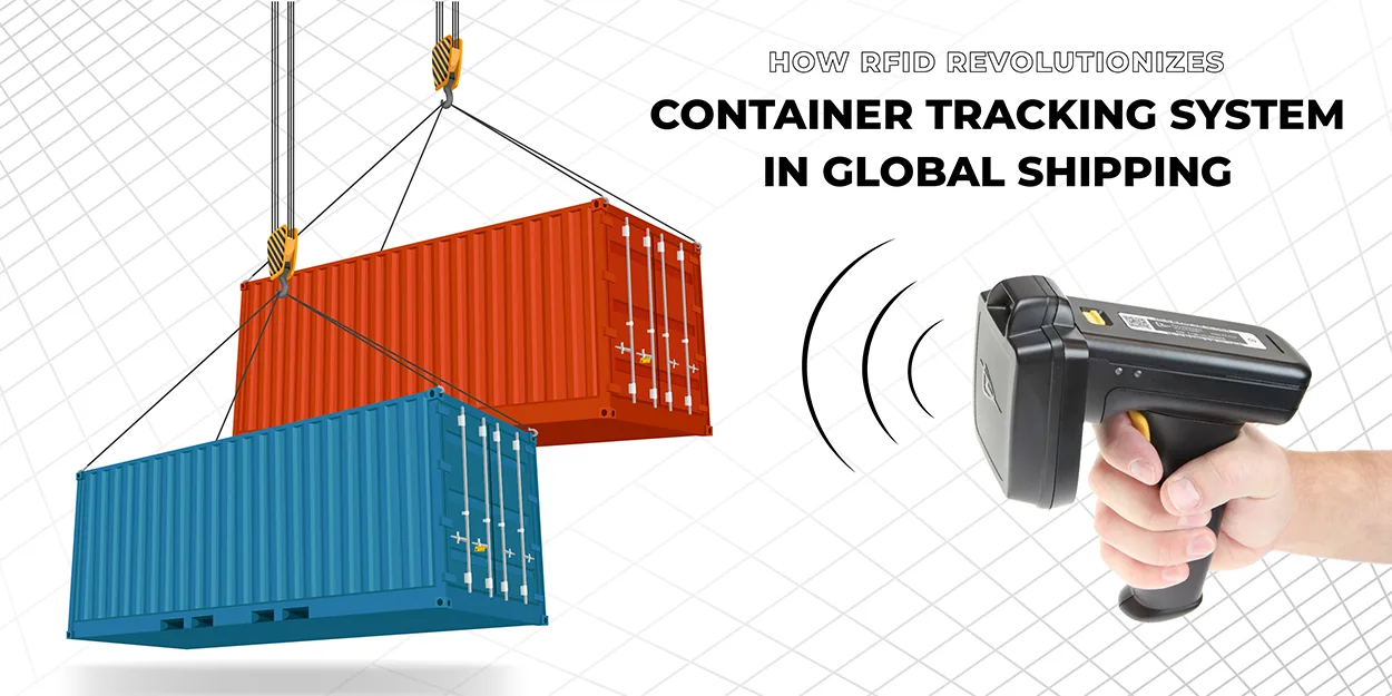 Illustration of RFID container tracking in global shipping